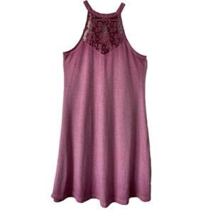 Mudd NWT Women's XS Boho Beach Purple Stone Wash Lace Halter Soft Mini Dress